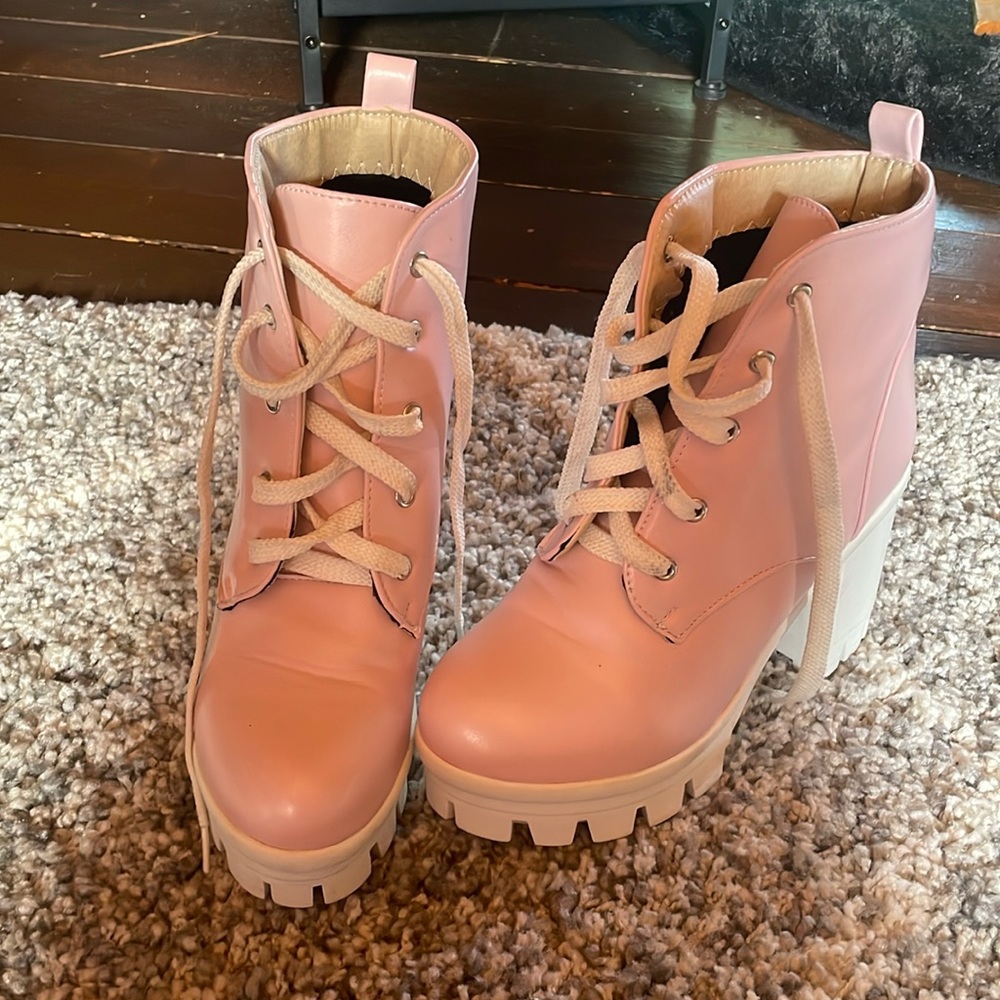 Pink n white booties